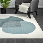 Abani Deco Collection Area Rug -Cream/Green Minimalist Design -5'3" x 7'6"(5'x8') - Easy to Clean - Durable for Kids and Pets - Non-Shedding - Medium Pile- for Living Room, Bedroom & Office