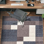 Rugshop Modern Boxes Design Non-Slip (Non-Skid) Carpet Square Area Rug for Living Room,Bedroom,Dining Room,Office 6'6" x 6'6" Blue Sq