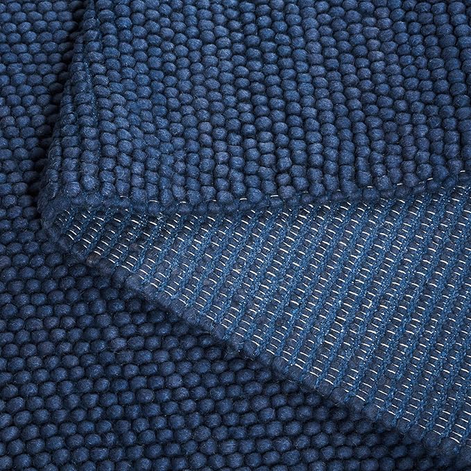 SAFAVIEH Area Rug 4x6 - Natura Collection - Navy & Blue, Handmade Wool Blend, Textured Design, Ideal for Living Room, Bedroom, Dining Space (NAT620M)