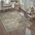 Brown Entryway Rug 2x4 Vintage Area Carpet Indoor Kitchen Washable Door Mat Living Room Entrance Small Low Pile Non Slip Traditional Distressed Retro Accent Throw Rug Office Bathroom