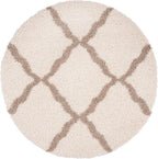 SAFAVIEH Dallas Shag Collection Area Rug - 4' Round, Ivory & Beige, Trellis Design, Non-Shedding & Easy Care, 1.5-inch Thick Ideal for High Traffic Areas in Living Room, Bedroom (SGD257B)