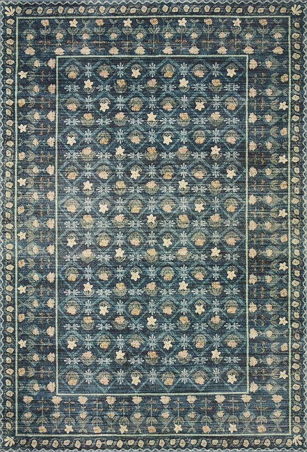 Loloi Rifle Paper Co. Eden Collection EDE-03 Lattice Indigo 2'-6" x 11'-6" Runner Rug feat. CloudPile™