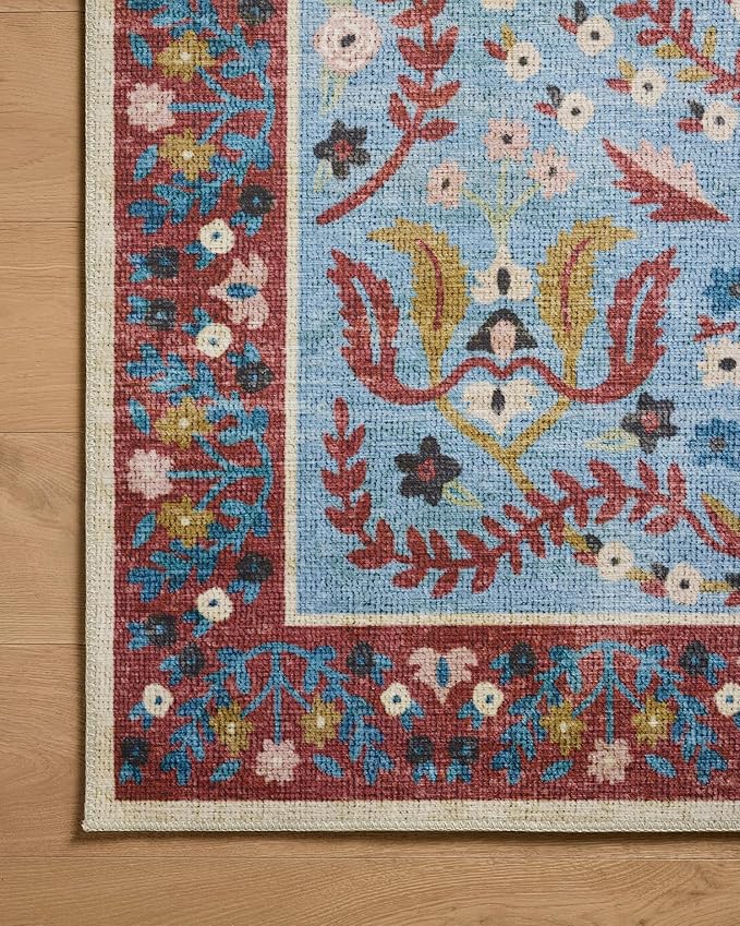 Loloi Rifle Paper Co. Canopy Collection CNP-03 Red/Blue 3'-9" x 3'-9" Round Accent Rug