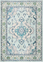 SAFAVIEH Monaco Collection Accent Rug - 3' x 5', Light Blue & Ivory, Medallion Distressed Design, Non-Shedding & Easy Care, Ideal for High Traffic Areas in Entryway, Living Room, Bedroom (MNC243K)