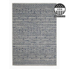 FH Home Flat Woven Outdoor Rug - Waterproof, Easy to Clean, Stain Resistant - Premium Polypropylene Yarn - Striped Boho - Large Patio, Deck, Sunroom - Amman - Blue - 7ft 8in x 9ft 8in