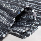 SAFAVIEH Rag Rug Collection Area Rug - 6' x 9', Black, Handmade Boho Stripe Cotton, Ideal for High Traffic Areas in Living Room, Bedroom (RAR121Z)