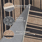 Striped Easy Jute Rug 5x7 Outdoor Patio Rug Washable Area Rugs for Living Room Bedroom Non Slip Neutral Farmhouse Indoor Outdoor Carpet for Backyard Patio Office