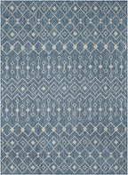 Unique Loom Outdoor Trellis Collection Area Rug - Tribal Trellis (5' 3" x 7' 1" Rectangle Blue/Ivory)
