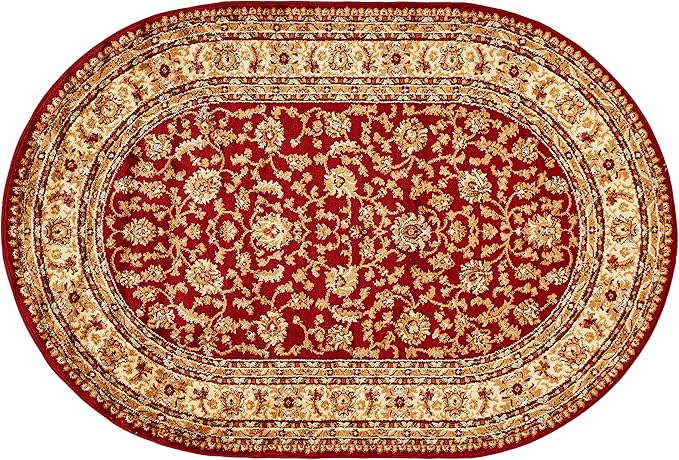 Unique Loom Voyage Collection Traditional Oriental Classic Intricate Design Area Rug (4' 0 x 6' 0 Oval, Red/Gold)