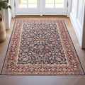 Well Woven Asha Rome Navy Blue Red 3'3" x 5' Area Rug - Oriental Floral Pattern, Easy Clean, Floor-Friendly Backing - for Living Room, Bedroom, and Dining Room