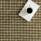 Rugs USA Melrose Checked Wool Area Rug - 5x8 Area Rug Contemporary Moss/Ivory for Living Room Bedroom Dining Room Kitchen