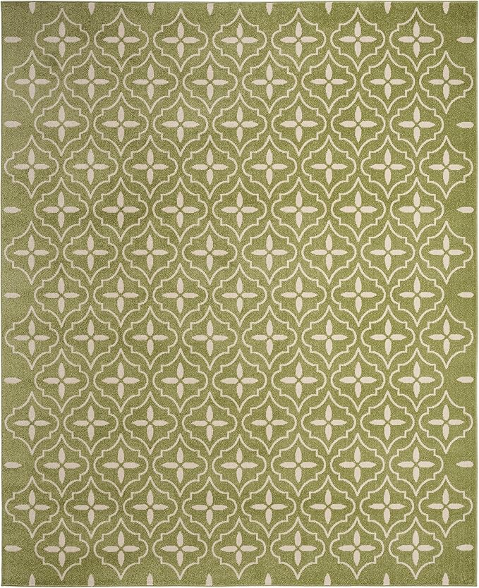 Nourison Home Nourison Essentials Green Ivory 8' x 10' Area Rug - Easy Clean, Non Shedding, Bed Room, Living Room, Dining Room, Kitchen (8' x 10')