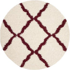SAFAVIEH Dallas Shag Collection Area Rug - 8' Round, Ivory & Red, Trellis Design, Non-Shedding & Easy Care, 1.5-inch Thick Ideal for High Traffic Areas in Living Room, Bedroom (SGD257R)