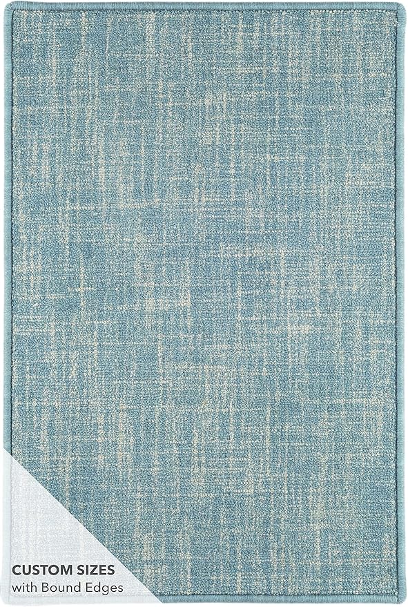 Dash and Albert Crosshatch Wool Area Rug - 2.5' x 8' Runner Aegean Solid Hand Micro Hooked Accent Rug - Durable, High Traffic Areas Bedroom, Hallway, Stairs