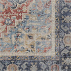 RUGGABLE Washable Vintage Runner Rug – Kamran Cayenne Red 2.5x12, Stain-Resistant, Non-Slip Hallway Runner – Machine Washable Rug for Hallway, Entryway, Living Room & Kitchen–with Standard Pad