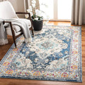 SAFAVIEH Monaco Collection Accent Rug - 4' x 5'7", Navy & Light Blue, Medallion Distressed Design, Non-Shedding & Easy Care, Ideal for High Traffic Areas in Entryway, Living Room, Bedroom (MNC243N)