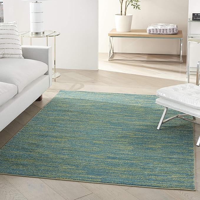 Nourison Home Nourison Essentials Blue Green 6' x 9' Area Rug - Easy Clean, Non Shedding, Bed Room, Living Room, Dining Room, Kitchen (6' x 9')