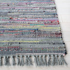 SAFAVIEH Rag Rug Collection Area Rug - 5' x 8', Aqua & Multi, Handmade Boho Stripe Cotton, Ideal for High Traffic Areas in Living Room, Bedroom (RAR121K)