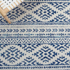 SAFAVIEH Tulum Collection Area Rug - 5'3" x 7'6", Ivory & Navy, Moroccan Boho Tribal Design, Non-Shedding & Easy to Clean, Ideal for Living Room, Bedroom, Dining Space (TUL272D)