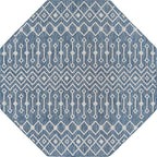 Unique Loom Outdoor Trellis Collection Area Rug - Tribal Trellis (7' 10" Octagon, Blue/ Ivory)