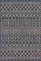 Unique Loom Outdoor Trellis Collection Area Rug - Tribal Trellis (6' 1" x 9' Rectangle, Charcoal Gray/ Natural)