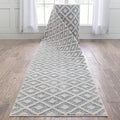 Well Woven Custom Size Hallway Stair Runner - Choose Your Length - Ainsley Blue Diamond Trellis Geometric Tribal - 31 Inches Wide x 50 Feet Long Runner (31" x 50' Runner) Rug