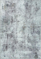 GLN Rugs Contemporary Collection - Machine Washable Area Rug, Contemporary Washable, Non Slip, Low Pile Chenille Rug, Living Room, Bedroom, Kitchen Rug (3' x 5' Grey/Green)