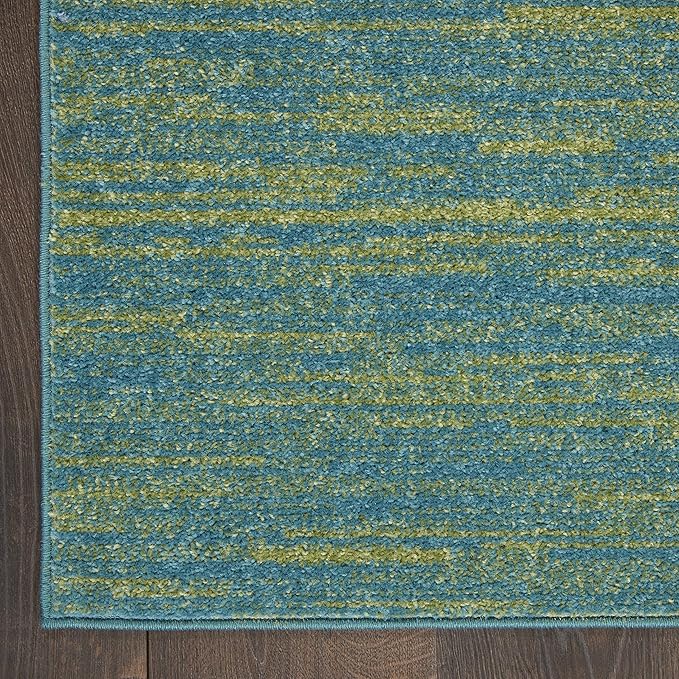Nourison Home Nourison Essentials Blue Green 2'2" x 20' Area Rug - Easy Clean, Non Shedding, Bed Room, Living Room, Dining Room, Kitchen (20' Runner)