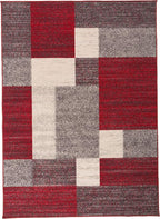 Rugshop Red Modern Geometric Boxes Non-Slip Area Rug Non-Shedding for Living Room, Bedroom and Dining Area, 5'3" x 7'3"