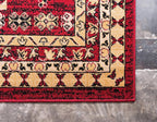 Unique Loom Taftan Collection Border Geometric Tribal Inspired Design Area Rug (8' 0 x 8' 0 Square, Red/ Gold)