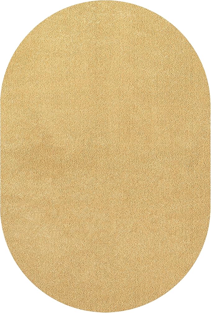 Eyely UES100B-6OV Supersoft Haze Solid Low-Pile Indoor Area Rug, Coastal, Bohemian, Minimalist, Classic, Casual for Bedroom,Kitchen,Living Room,Non Shedding,Easy-Washing, Yellow, 6 X 9 Oval