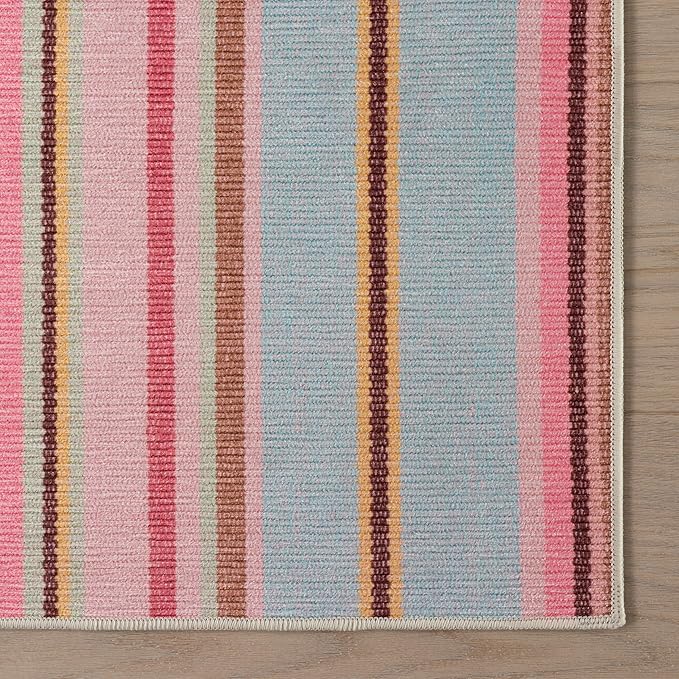 Dash & Albert Jamaica Stripe Multi Machine Washable Rug, 8.5 X 11.5 Feet, Blue/White Stripe Pattern