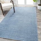 Eyely UES100F-15 Supersoft Haze Solid Low-Pile Indoor Area Rug, Coastal, Bohemian, Minimalist, Classic, Casual for Bedroom,Kitchen,Living Room,Non Shedding,Easy-Washing, Blue, 12 X 15