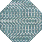 Unique Loom Outdoor Trellis Collection Area Rug - Tribal Trellis (7' 10" Octagon, Teal/ Ivory)