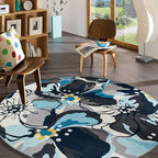 Rugshop Gray Large Floral Non-Slip Area Rug Fade Resistant for Living Room, Dining Room and Large Spaces, 8' Round