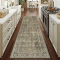 Light Brown 3x12 Vintage Area Rug Hallway Indoor Kitchen Washable Living Room Carpet Tribal Distressed Rug Retro Accent Throw Rug for Office Dining Room Bathroom