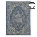 FH Home Outdoor Rug - Waterproof Easy to Clean Stain Resistant - Patio Indoor Outdoor Porch Deck Balcony Entryway - Vintage Distressed - Gorgan - Blue - 5ft 2in x 7ft 6in