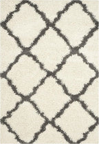 SAFAVIEH Dallas Shag Collection Area Rug - 6' x 9', Ivory & Dark Grey, Trellis Design, Non-Shedding & Easy Care, 1.5-inch Thick Ideal for High Traffic Areas in Living Room, Bedroom (SGD257H)