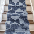 Well Woven Custom Size Hallway & Stair Runner- Harlow Harmony Blue 27 Inches Wide x 80 Feet Long Runner (27" x 80') Runner Rug - Modern Geometric Pattern, Ultra-Soft, Easy-Clean