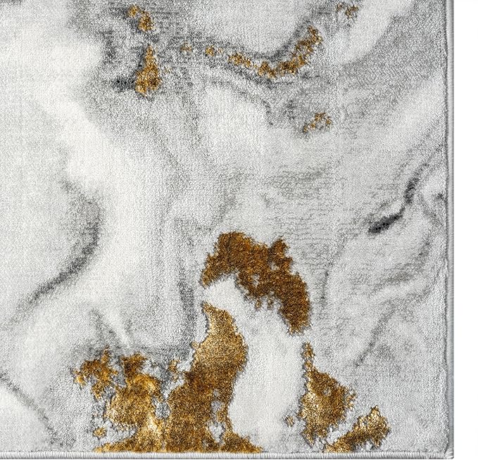 LUXE WEAVERS Marble Effect Abstract Gray 2x7 Area Rug