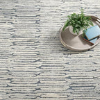 Dash and Albert Malone Everglade Hand Tufted Wool Rug, 5 X 8 Feet, Blue Graphic Pattern - Premium Luxury Hotel Quality Soft Breathable Hypoallergenic Machine Washable Easy Care All Season