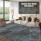 RUGSURE Washable Area Rug - 1/6 Thick - Stain & Water Resistant Non-Slip - Resistant Rug for Living Room, Bedroom, Nursery, Pet & Child Friendly, Vintage Charm Area Rugs (Darkgrey+Bule, 5' x 7')