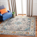 SAFAVIEH Monaco Collection Area Rug - 3' Square, Grey & Light Blue, Boho Chic Medallion Distressed Design, Non-Shedding & Easy Care, Ideal for High Traffic Areas in Living Room, Bedroom (MNC243G)