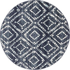 SAFAVIEH Adirondack Collection 6' Round Navy/Ivory ADR131N Modern Diamond Distressed Non-Shedding Dining Room Entryway Foyer Living Room Bedroom Area Rug