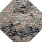 Unique Loom Trellis Frieze Collection Area Rug - Geometric (7' 10" Octagon, Blue Multi/ Ivory)