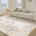 6x9 Washable Area Rug Beige Grey Abstract Living Room Bedroom Throw Rug Neutral Modern Non Slip Soft Low Pile Indoor Carpet for Dining Room Office Entryway