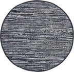 SAFAVIEH Rag Rug Collection Area Rug - 6' Round, Black, Handmade Boho Stripe Cotton, Ideal for High Traffic Areas in Living Room, Bedroom (RAR121Z)