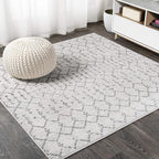 JONATHAN Y Boho Vintage Diamond Cream/Gray Square Area Rug 9X9 ft, Moroccan Hype for Living Room, Bedroom, Kitchen, Office, Easy-Cleaning, High Traffic, Pet-Friendly, Non-Shedding (MOH101B-9SQ)