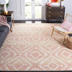 SAFAVIEH Adirondack Collection Area Rug - 6' Square, Rose & Gold, Modern Diamond Distressed Design, Non-Shedding & Easy Care, Ideal for High Traffic Areas in Living Room, Bedroom (ADR131Q)