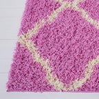 SAFAVIEH Dallas Shag Collection Accent Rug - 3' x 5', Pink & Ivory, Trellis Design, Non-Shedding & Easy Care, 1.5-inch Thick Ideal for High Traffic Areas in Entryway, Living Room, Bedroom (SGD257I)
